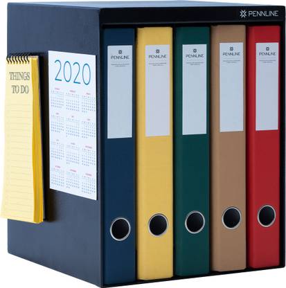 Pennline 5 Compartments Metal Cabinet with 5 Vertical Large Office File Folders (2-D Ring Binders) Cabinet
