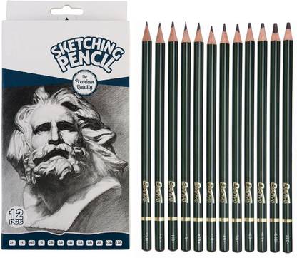 Definite Artist Quality Fine Art Drawing & Sketching Pencil Set - 2H, H, HB, B, 2B, 3B, 4B, 5B, 6B, 8B, 10B and 12B Pencil