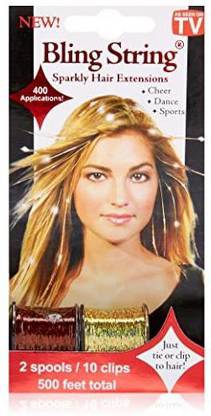 MIA Bling String Sparkly Hair Extensions-Tinsel For The Hair On A Convenient Spool-500 Feet/300+ Applications-1 Spool With Hair Accessory Set
