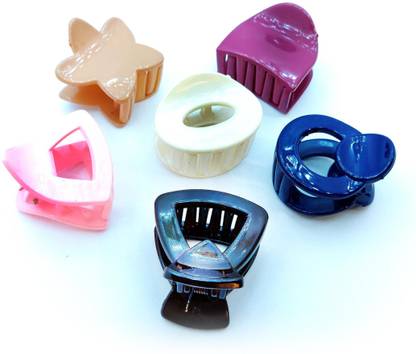 High Profile Women's Stylish Plastic Hair Clutcher/Claw Clip Combo - Pack of 6 (Multi-shape and Multicolour) Hair Claw