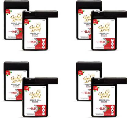 Gold Leaf Antibacterial Germ Kill Spray | Pocket Sanitizer - Kills 99.9% of Viruses & Germs | Pack of 8x12 ML Each Sanitizer Spray Box