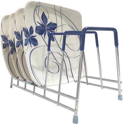 SMART SLIDE Plate Kitchen Rack Steel Stainless Steel Kitchen Rack - Plate Rack - Dish Rack - Plate Stand – Chopping Board Holder - Lid Holder Utensil Rack for Kitchen (6 Section)