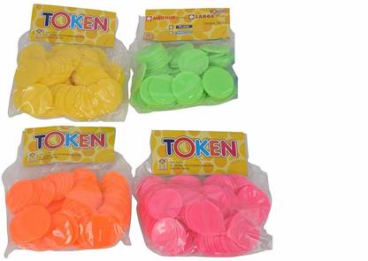 Amit Marketing 400 Plastic Plain Coins, Any Four Color in Packet ( Total 400 Coins )