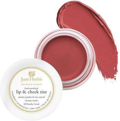 Just Herbs Creamy Matte Lip & Cheek Tint Blush For All Skin Type - Peachy coral Lip Stain