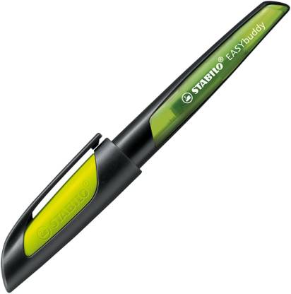Stabilo EASYbuddy - School Fountain Pen for Left-Handers, with erasable blue Ink and Left Handed Nib - Black/Lime Fountain Pen