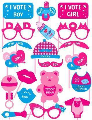 MINI aby Shower Party Props for Photoshoot Decorations Sticks Attached for Maternity Shoot Pregnancy Favors for Baby Shower Items Photo Booth Board