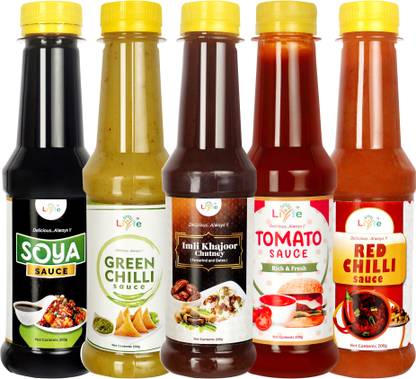 LIYFE Imli Dates Chutney, Soya , Tomato , Green , Red Chilli Sauces & Ketchup