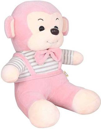 BNE Super Soft Pink Monkey Soft Toy Soft Stuffed for Kids 38 cm  - 38 cm