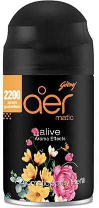 Godrej Aroma Car Freshener Refill Smart – Automatic Air Freshener Refill, Premium Fragrance - Alive (2200 sprays)