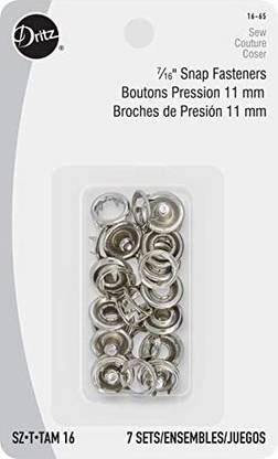 Dritz 16-65 Snap Fasteners, Nickel, Size 16 (7/16-Inch) 7-Count