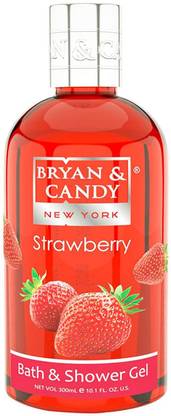 Bryan & Candy New York Strawberry Shower Gel (300ml) with Aloe Vera. Gentle, Moisturizing Body Wash for Soft, Supple Skin