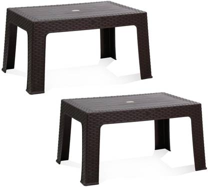Anmol Moulded Furniture Fixed Centre Table (pack of 2) Size Large with 1 Year Warrantee (Finish Color - Brown) Plastic Coffee Table