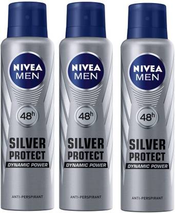NIVEA Men 48h Silver Protect Dynamic Power Anti-Perspirant ( Pack of 3 ) Deodorant Spray  -  For Men