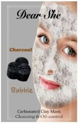 Three Elements Dear She charcoal bubble mask for face to remove pigmentation and sunburn (Pack of 5)