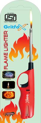Gritfox Adjustable Flame Gas Lighter Refillable Gun Spark Kitchen Lighter Gas Stove Lighter With Safety Lock Plastic Gas Lighter Pack of 1 pc Plastic, Steel Gas Lighter