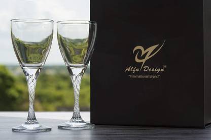 Malik Mirror Hand Cut Design Romantic Wine Glasses for Red White Wine - 190ml, Set of 2 Glass Wine Glass