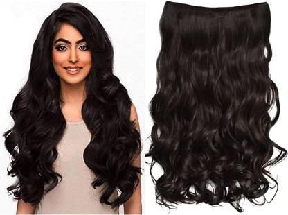 KARE BEARS 100% Human Beautiful Super volume Black Curly/Wavy 5 Clip In  Extension Hair Extension