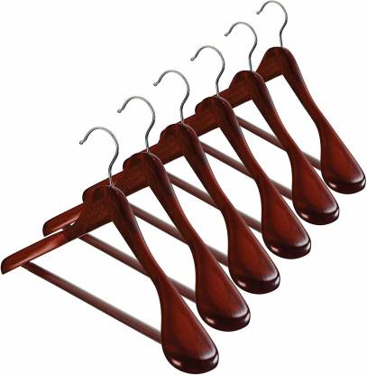 Fixoria Extra Wide Shoulder Wooden Hangers For Heavy Coat Wooden Coat Pack of 6 Hangers For  Coat