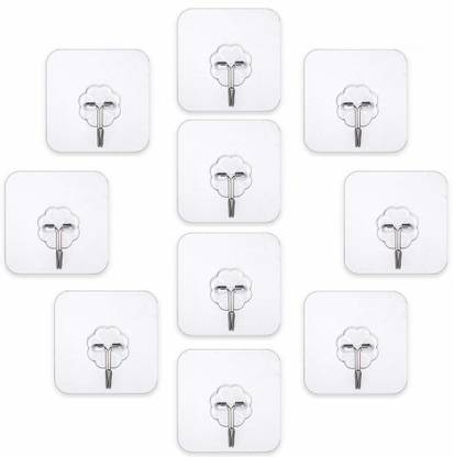 Hridaan Kitchen Hook Wall Mounted Hooks and Kitchen Utensil Rack, Multi-Purpose Adhesive Sticky Kitchen Rail Tool Storage Organizer Hook 10