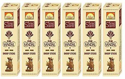 Parimal Sacred Scents Natural Pure Sandal Dhoop Sticks | 6 Packs of 50 Grams in a Box (50 GM x 6 =300 GM) | Export Quality NATURAL SANDAL