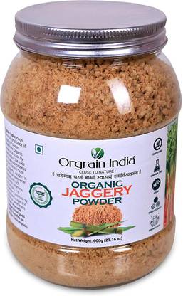 Orgrain India Organic Jaggery Powder, 600g | Hand Crushed Gur Powder | Organically Grown Powder Jaggery