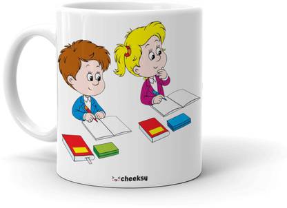 Cheeksy Girl Study Printed Coffee Tea Milk 300 ml Quote | Cartoon | Gift for Couple | Daughter | Birthday | friends | sister | brother | kids | | Valentine Day | Funky | Set of 1 Ceramic Coffee Mug