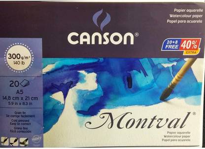 Canson Montval MSA5P2 Cold Pressed 20+8 Paper Sheets A5 300 gsm Watercolor Paper