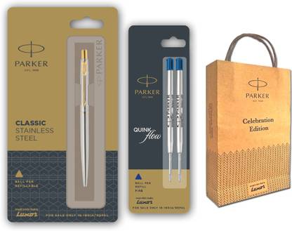 PARKER Classic Stainless Steel Ball Pen With Two Flow Refill Ball Pen