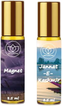 ASHTAAROMAS Magnet and Jannat E Kashmir Set of 2 Roll On (8.5 ML Each) Perfume  -  17 ml