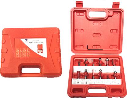 Mass Pro 12Pcs Premium Quality Router Bit 6.35mm Router Bit Set With Plastic Case For Wood Working Shank Size 6.35mm Rotary Bit Set