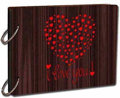 Krips Couple Love Wooden Scrapbook Photo Album for Memorable Gift,Boyfriend ,Girlfriend ,Husband & Wife On Spouse Birthdays,Valentine's Day,Wedding,Anniversary For Couples Album