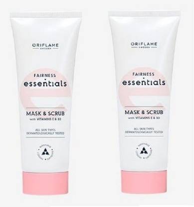 Oriflame Sweden Essential Fairness Face Mask and Scrub with Vitamin E & B3 (Pack of 2) Scrub
