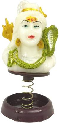 Uniqon Shree Lord Shiva Radium Statues Shankar Mahadev Bolenath Mahakal Trident Trishul Idol Figurine Sculpture Hindu Good Luck God Spiritual Puja Vastu Swing Spring Wobbler Showpiece For Home Decoration, Gift Item & Car Dashboard Decorative Showpiece  -  10.5 cm