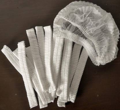 DM SPECIALLY FOR SPECIALIST - Non Woven White Bouffant Cap Used in restaurant / saloon / makeup studio / kitchen (Pack of 100 Pcs by Counting) Surgical Head Cap