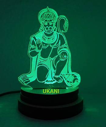 UKANI 3D USB God Hanuman ji maharaj Night Lamp for Car/Office/Desktop ...