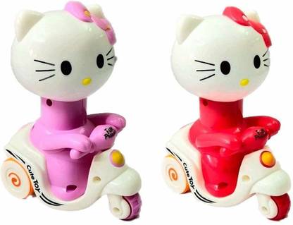 R K HANS Hello Kitty Bike Scooter Decor Unbreakable Press and Go Pull Along Friction Motorcycle Toys, Colorful Toy Set