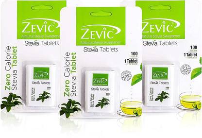 Zevic 100% Natural Zero Calorie Stevia Tablets | Made with Stevia Extracts | Ideal for People Managing Weight | Healthy Substitue for Sugar, Honey & Other Sweetener