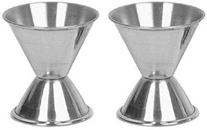 Anne-kee 2 PCs Stainless Steel Jigger peg Measures Alcohol Whisky Wine Vodka Measurement Perfect for Home bar 2 - Piece Bar Set