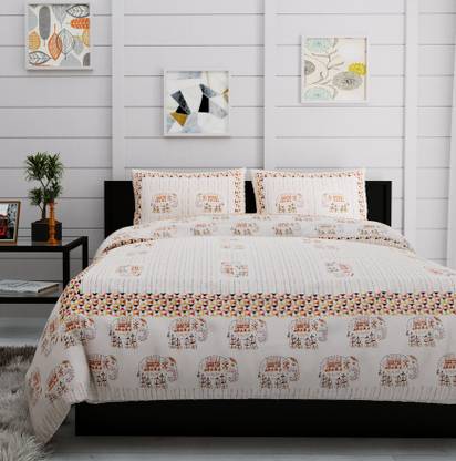 Urban Décor 0 TC Cotton Double Printed Flat Bedsheet