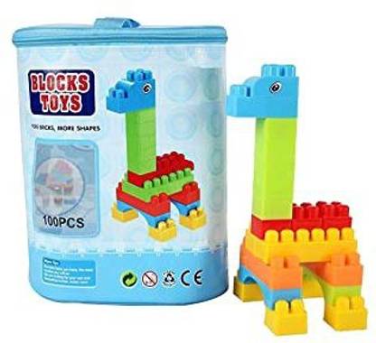 Gometu Toys Mega Blocks Big Building Bag More Bricks More Shapes 100Pcs (Multicolor)