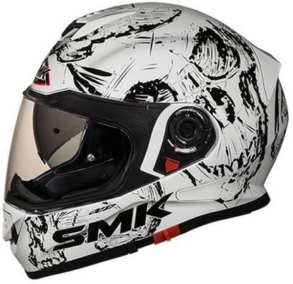 SMK Full Face Helmet With Pinlock Fitted Clear Visor (GL120/Gloss White, XL) Cycling Helmet