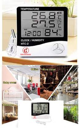 Globe Instruments Digital Indoor Cum Outdoor Thermo-Hygrometer/Hydrometer (Temperature/Humidity/Clock Indicator) Hydrometer