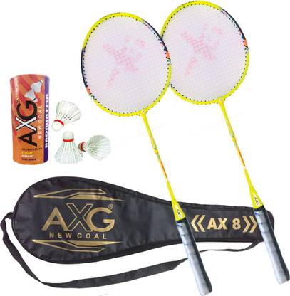 AXG NEW GOAL Unavoidable 2 Badminton Rackets With 3 Feather Shuttles And Cover Badminton Kit