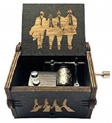 VAAMnational Classic Vintage Black Edition Wooden "THE BEATLES" BLACK BOX theme song Cranked Collectable Engraved Music Box