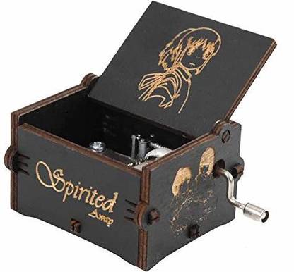 VAAMnational Classic Vintage Black Edition Wooden "SPIRITED GIRL" theme song Cranked Collectable Engraved Music Box