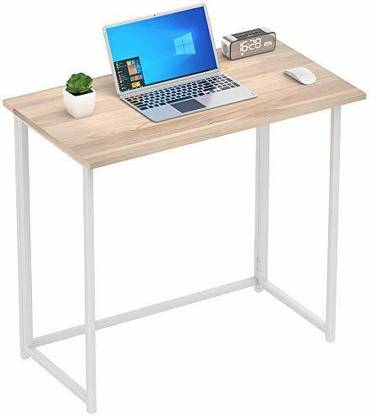PRITI Folding Desk No Assembly Small Foldable Computer Desk, Home Office Writing Desk for Small Space, Natural Engineered Wood Study Table