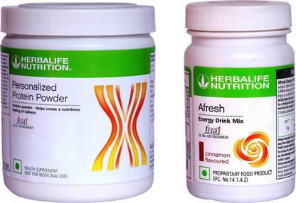HERBALIFE Personalized Protein Powder 200 Gram With Afresh Energy Drink - Cinnamon Flavor Plant-Based Protein