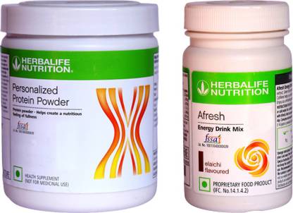 HERBALIFE Personalized Protein Powder 200 Gram With Afresh Energy Drink - Elaichi Flavor Plant-Based Protein