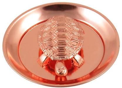Raviour Lifestyle Raviour Lifestyle Copper Feng Shui Tortoise On Plate Showpiece- Best Gift for Career and Good Luck Vastu Decorative Showpiece  -  6 cm