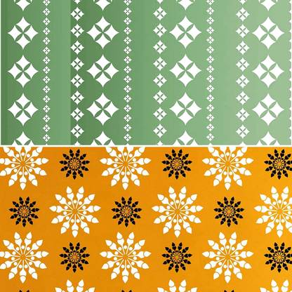 Kayra Decor KHS226_KHS441 Combo Premium Quality Reusable Beautiful (Size:- 16 X 24 Inches) for Home Decoration Wall Stencil KHS226_KHS441 Wall Stencils Stencil